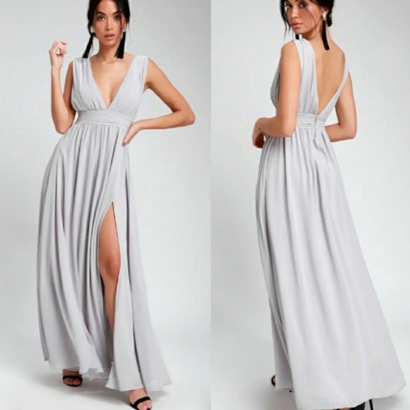 Lulus Dresses & Skirts - Lulu's Heavenly Hues Light Gray Maxi Formal Dress